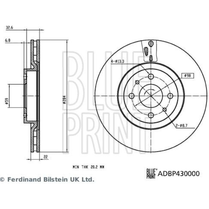 BluePrint BLUE PRINT Bremsscheibe ADBP430000 BluePrint BLUE PRINT Bremsscheibe ADBP430000