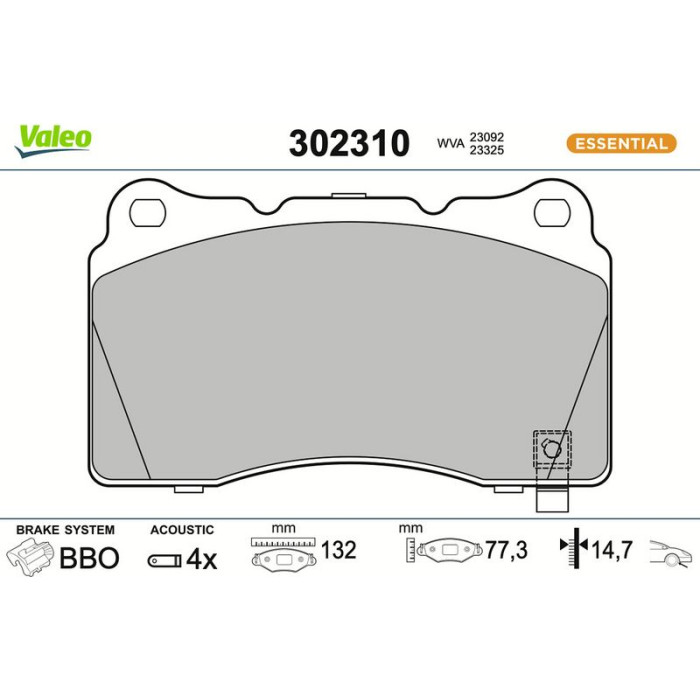 302310 Valeo Bremsbelagsatz 302310 302310 Valeo Bremsbelagsatz 302310
