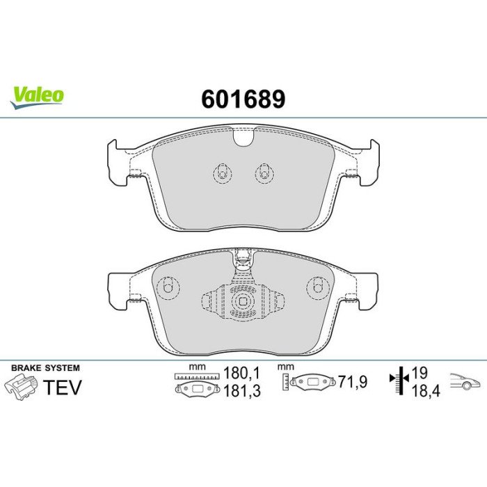 Valeo Bremsbelagsatz 601689 Valeo Bremsbelagsatz 601689