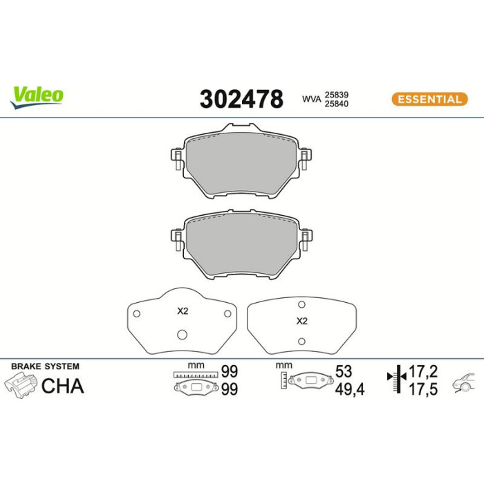 302478 Valeo Bremsbelagsatz 302478 302478 Valeo Bremsbelagsatz 302478