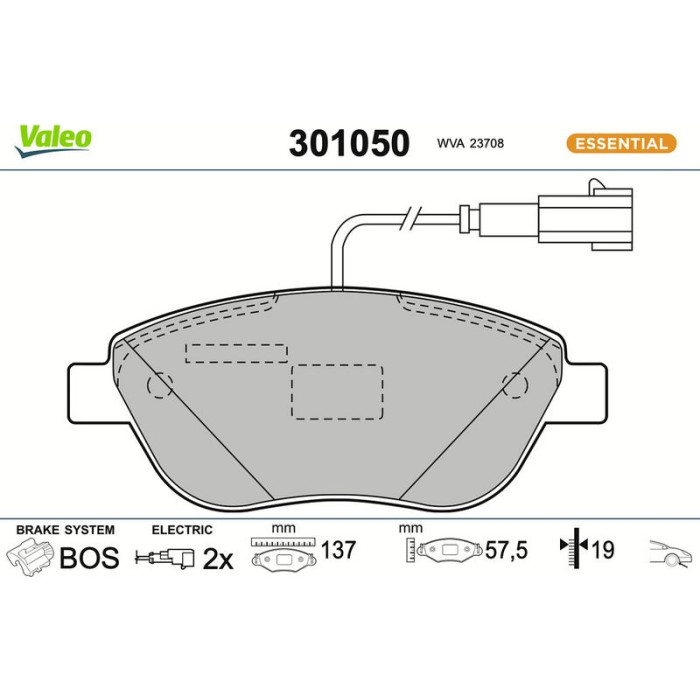 Valeo Bremsbelagsatz 301050 Valeo Bremsbelagsatz 301050