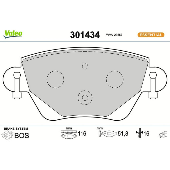 Valeo Bremsbelagsatz 301434 Valeo Bremsbelagsatz 301434