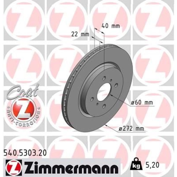 Zimmermann Bremsscheibe Vorderachse 540.5303.20 Zimmermann Bremsscheibe Vorderachse 540.5303.20