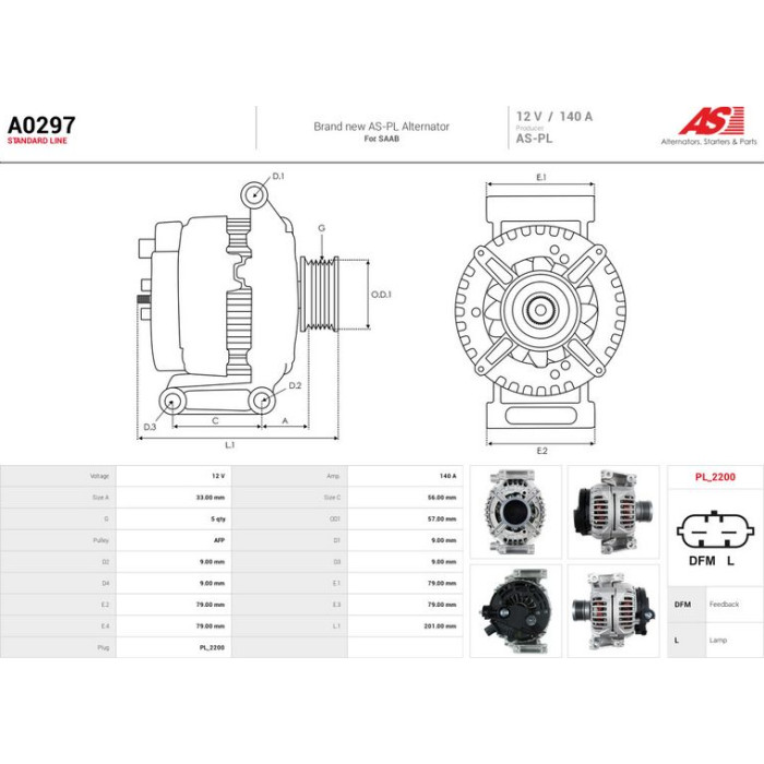 A0297 AS-PL Lichtmaschine (Generator) A0297