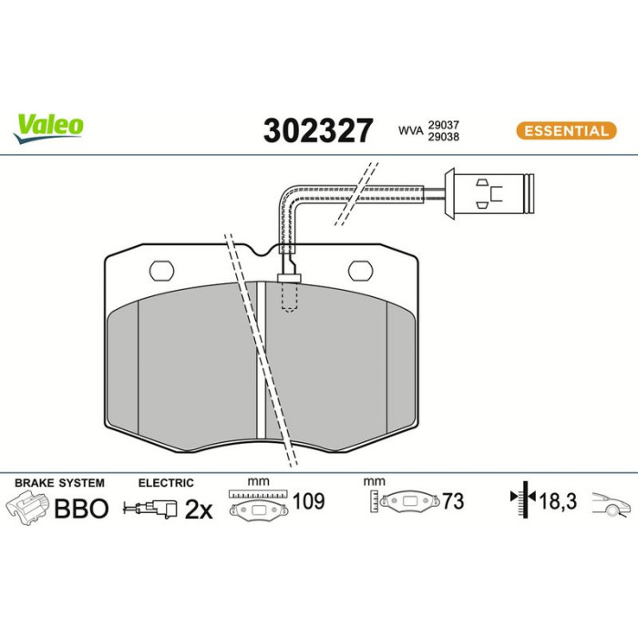 302327 Valeo Bremsbelagsatz 302327 302327 Valeo Bremsbelagsatz 302327