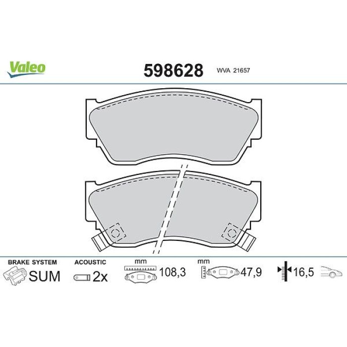 Valeo Bremsbelagsatz 598628 Valeo Bremsbelagsatz 598628