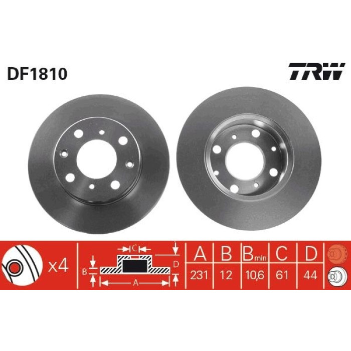 TRW Bremsscheibe DF1810 TRW Bremsscheibe DF1810