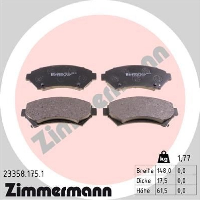 ZIMMERMANN Bremsbeläge 23358.175.1 ZIMMERMANN Bremsbeläge 23358.175.1
