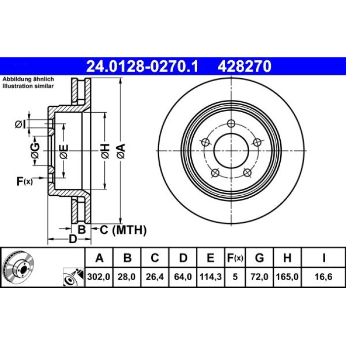 ATE Bremsscheibe 24.0128-0270.1