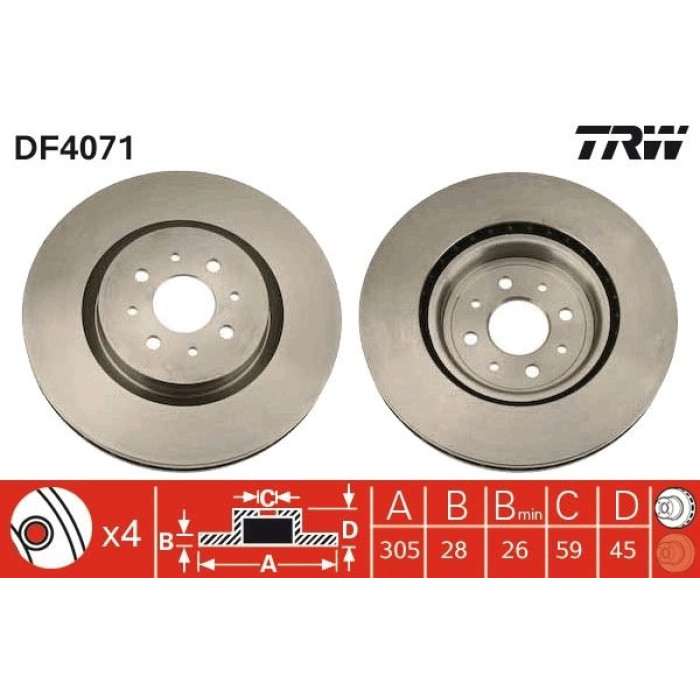 TRW Bremsscheibe DF4071 TRW Bremsscheibe DF4071