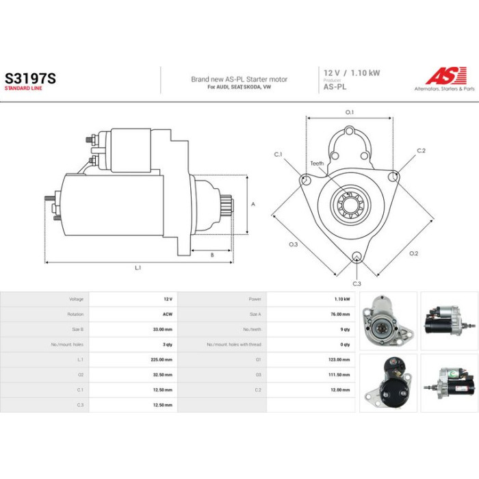 S3197S AS-PL Anlasser (Starter) S3197S