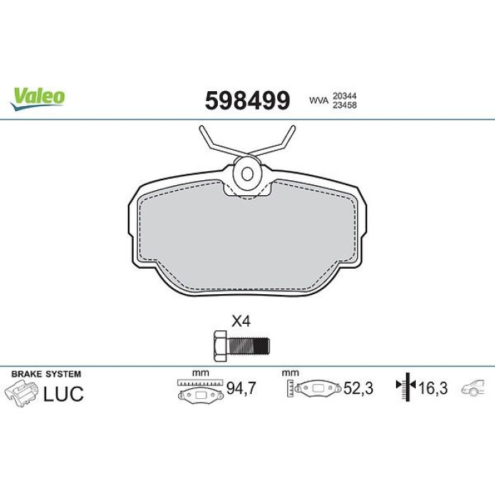 Valeo Bremsbelagsatz 598499 Valeo Bremsbelagsatz 598499