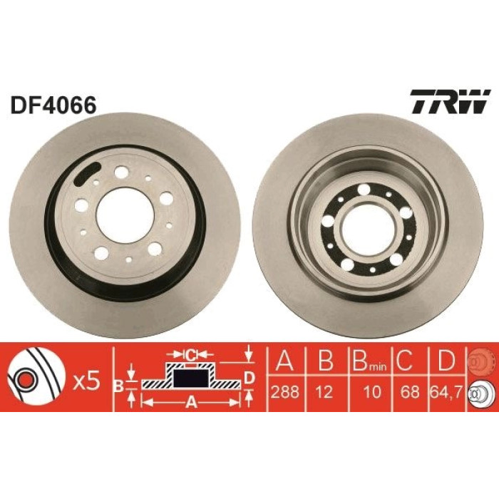 TRW Bremsscheibe Volvo S60/S80/V DF4066 TRW Bremsscheibe Volvo S60/S80/V DF4066