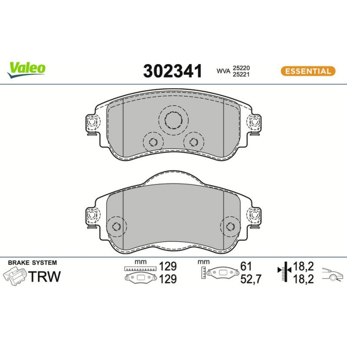 Valeo Bremsbelagsatz 302341 Valeo Bremsbelagsatz 302341
