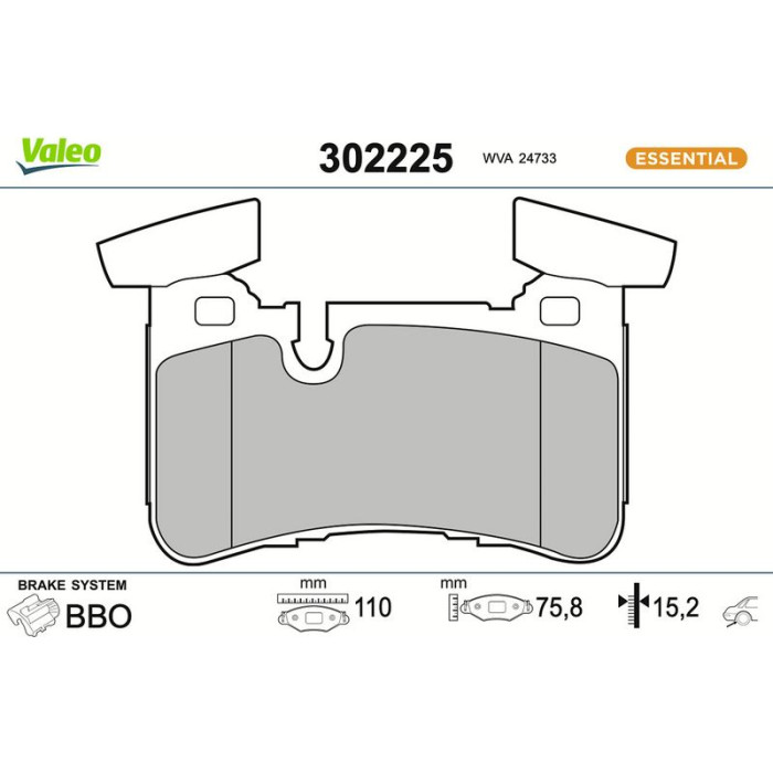 Valeo Bremsbelagsatz 302225 Valeo Bremsbelagsatz 302225