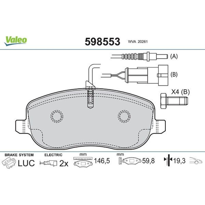 Valeo Bremsbelagsatz 598553 Valeo Bremsbelagsatz 598553