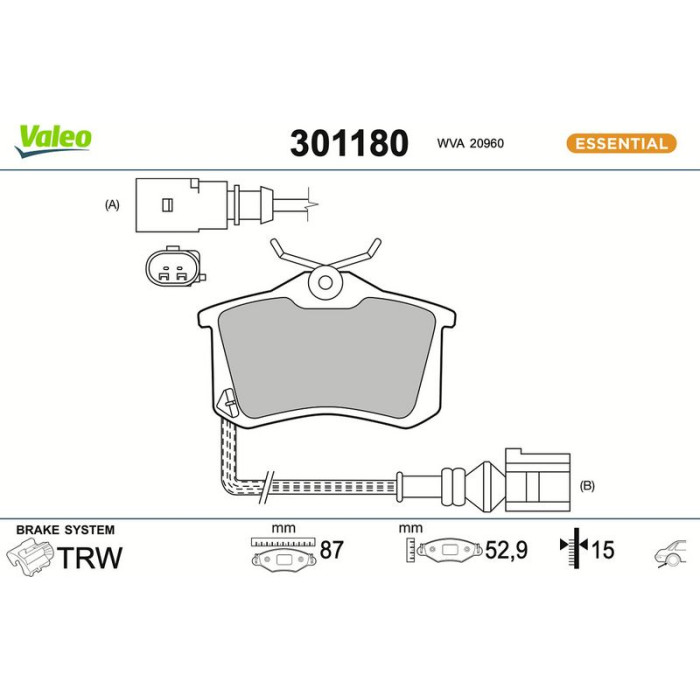 301180 Valeo Bremsbelagsatz 301180 301180 Valeo Bremsbelagsatz 301180