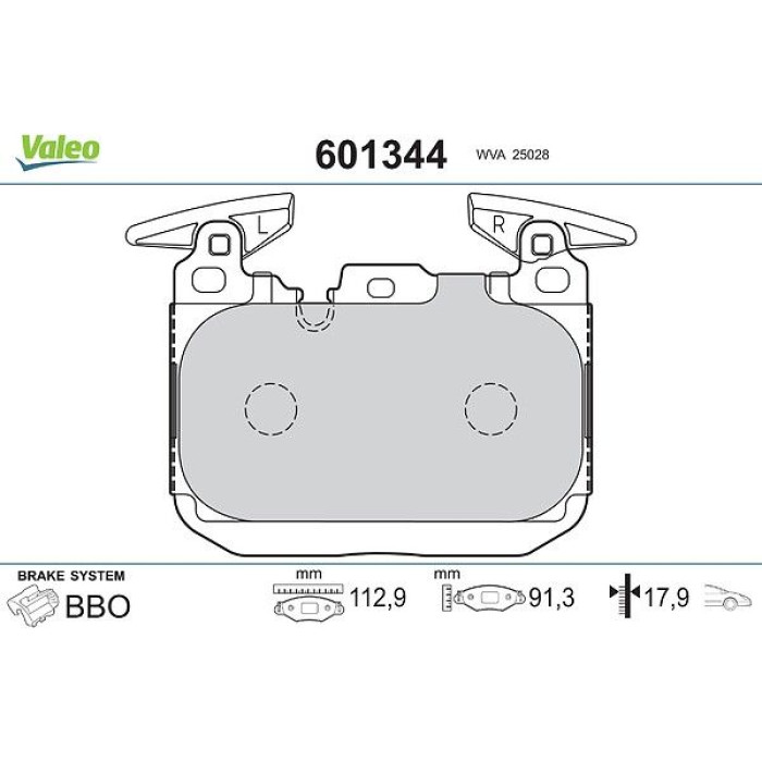 Valeo Bremsbelagsatz 601344 Valeo Bremsbelagsatz 601344
