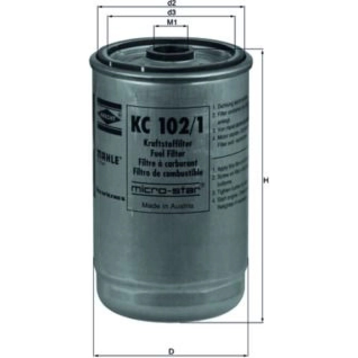 MAHLE Kraftstofffilter KC 102/1 MAHLE Kraftstofffilter KC 102/1