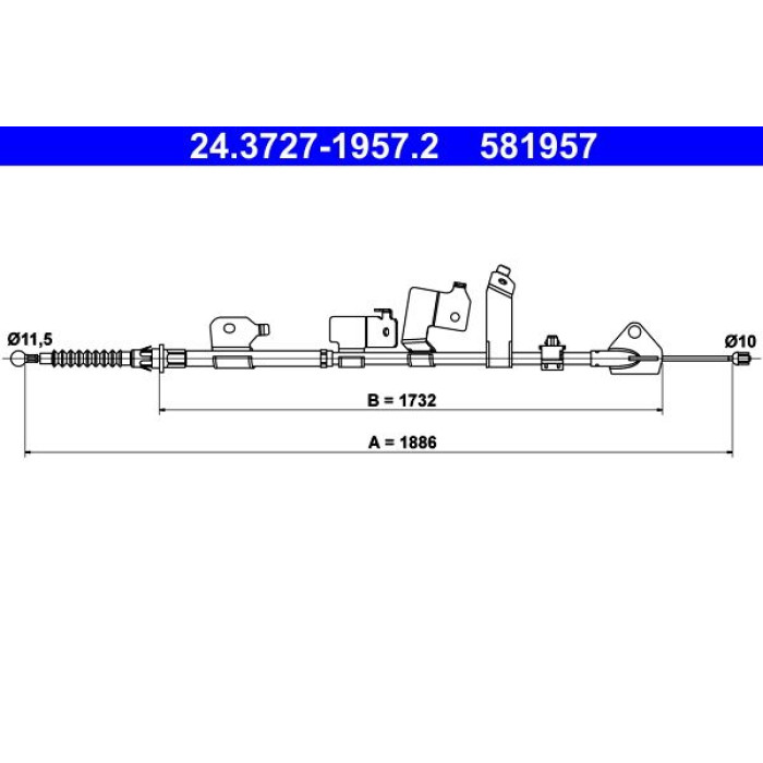 ATE Handbremsseil 24.3727-1957.2 ATE Handbremsseil 24.3727-1957.2