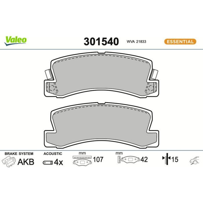 301540 Valeo Bremsbelagsatz 301540 301540 Valeo Bremsbelagsatz 301540