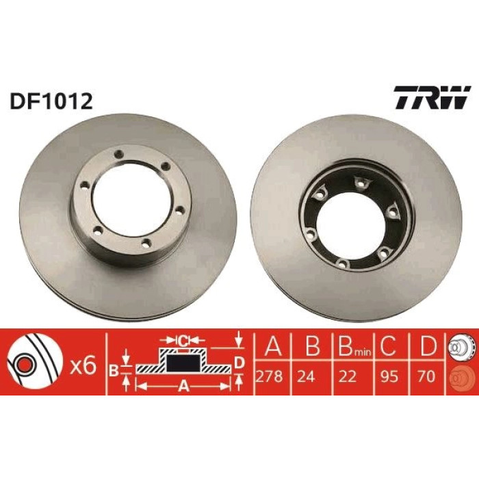 TRW Bremsscheibe Renault Master 80-98 DF1012 TRW Bremsscheibe Renault Master 80-98 DF1012