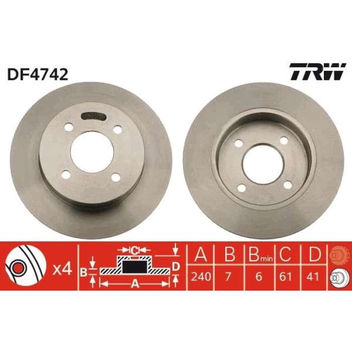 TRW Bremsscheibe DF4742 TRW Bremsscheibe DF4742
