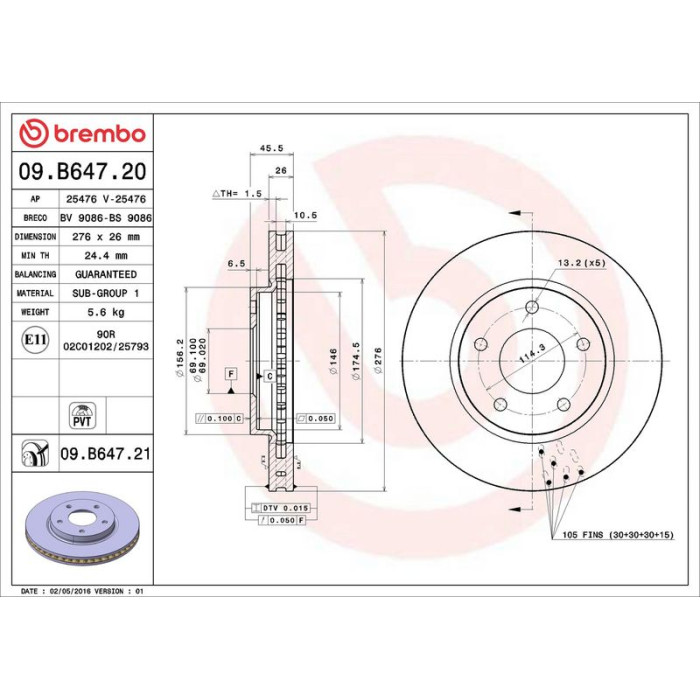 Brembo Bremsscheibe 09.B647.20 Brembo Bremsscheibe 09.B647.20
