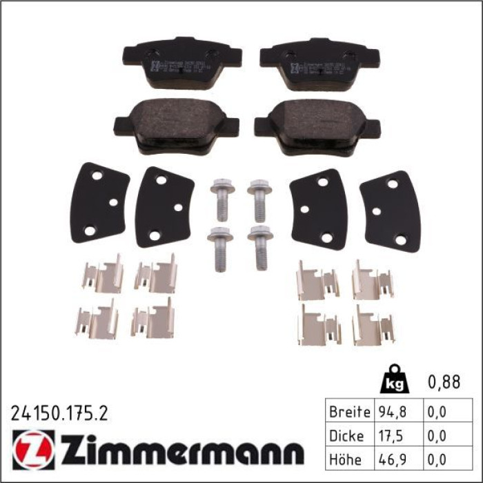 ZIMMERMANN Bremsbeläge 24150.175.2 ZIMMERMANN Bremsbeläge 24150.175.2
