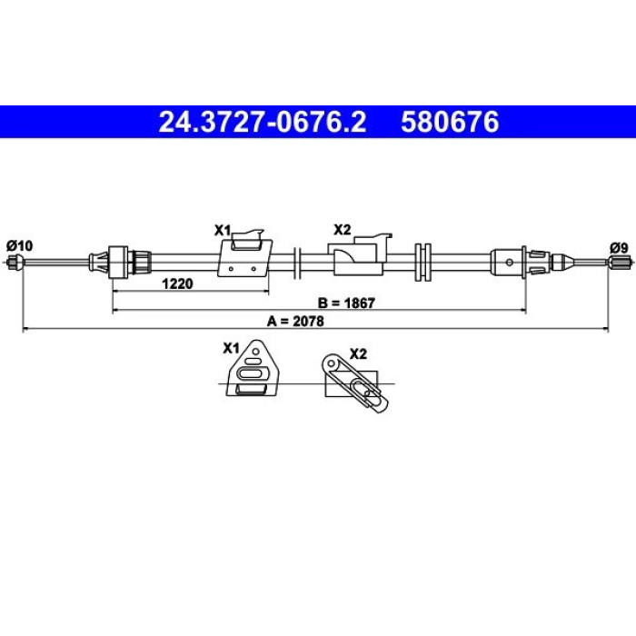 ATE Handbremsseil 24.3727-0676.2 ATE Handbremsseil 24.3727-0676.2