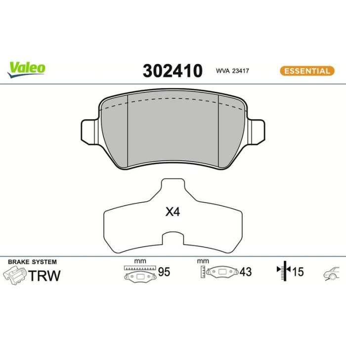 302410 Valeo Bremsbelagsatz 302410 302410 Valeo Bremsbelagsatz 302410