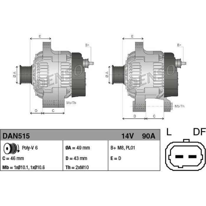 Denso Lichtmaschine DAN515 Denso Lichtmaschine DAN515