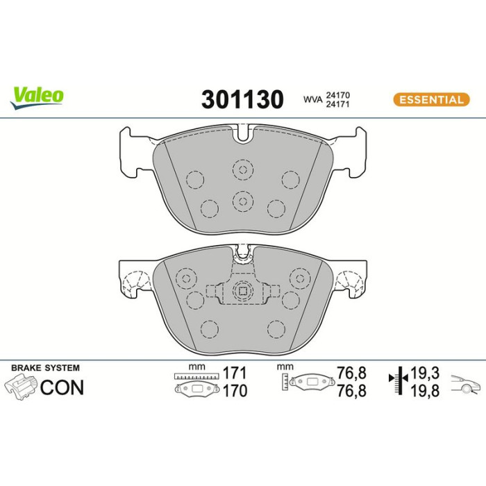 Valeo Bremsbelagsatz 301130 Valeo Bremsbelagsatz 301130