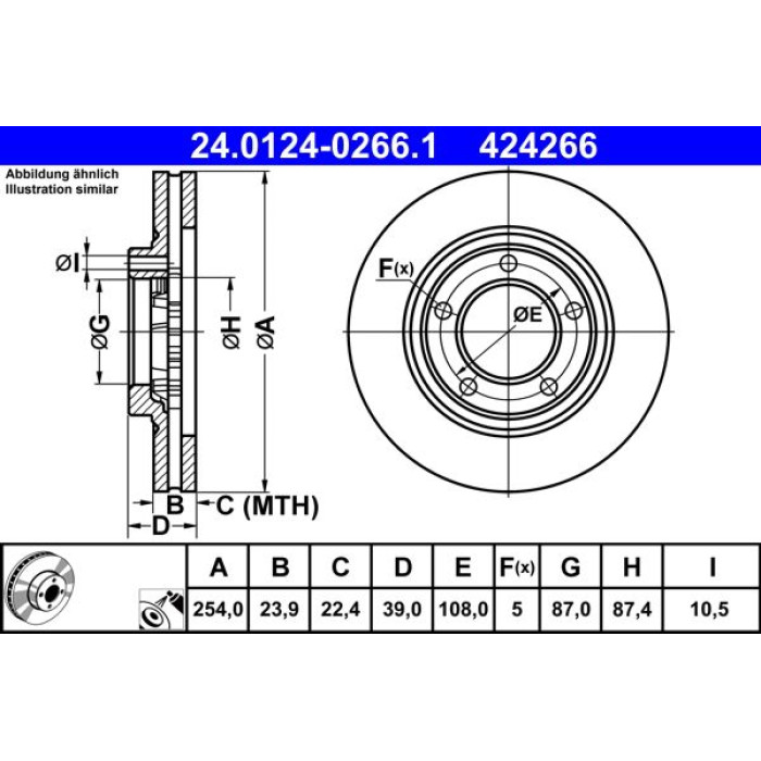 ATE Bremsscheibe 24.0124-0266.1