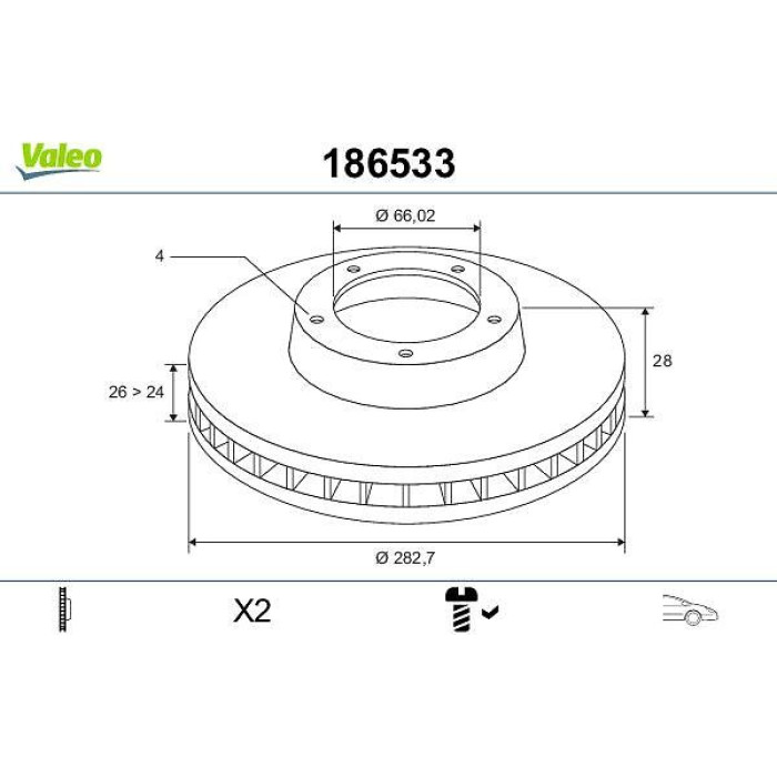 Valeo Bremsscheibe 186533 Valeo Bremsscheibe 186533