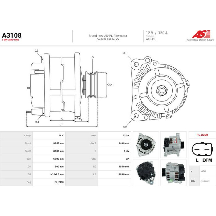 A3108 AS-PL Lichtmaschine (Generator) A3108