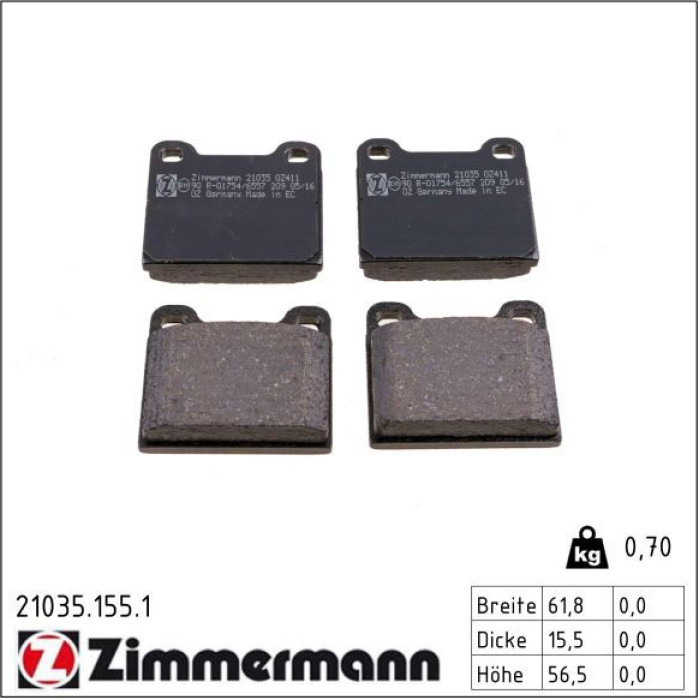 21035.155.1 ZIMMERMANN Bremsbeläge 21035.155.1 21035.155.1 ZIMMERMANN Bremsbeläge 21035.155.1