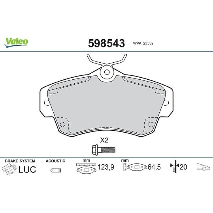Valeo Bremsbelagsatz 598543 Valeo Bremsbelagsatz 598543