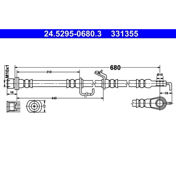 ATE Bremsschlauch 24.5295-0680.3 ATE Bremsschlauch 24.5295-0680.3