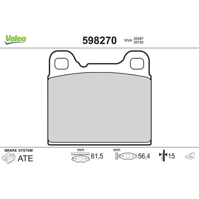 Valeo Bremsbelagsatz 598270 Valeo Bremsbelagsatz 598270