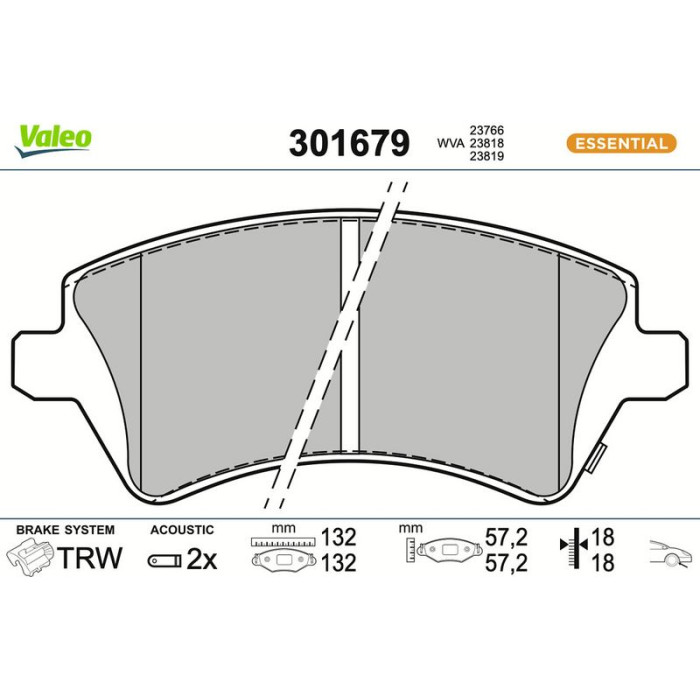 Valeo Bremsbelagsatz 301679 Valeo Bremsbelagsatz 301679