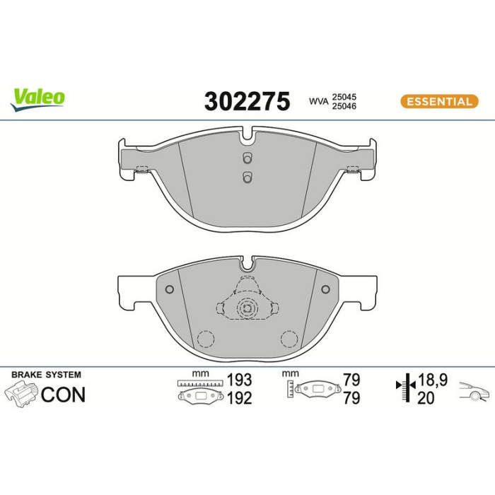 Valeo Bremsbelagsatz 302275 Valeo Bremsbelagsatz 302275