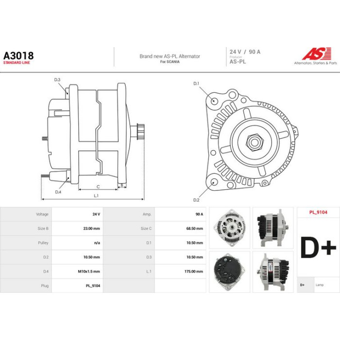 A3018 AS-PL Lichtmaschine (Generator) A3018