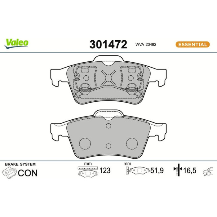 301472 Valeo Bremsbelagsatz 301472 301472 Valeo Bremsbelagsatz 301472