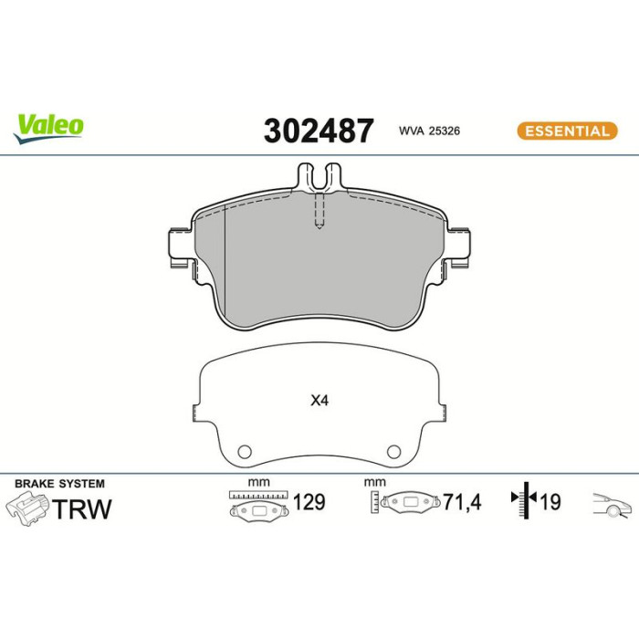 Valeo Bremsbelagsatz 302487 Valeo Bremsbelagsatz 302487