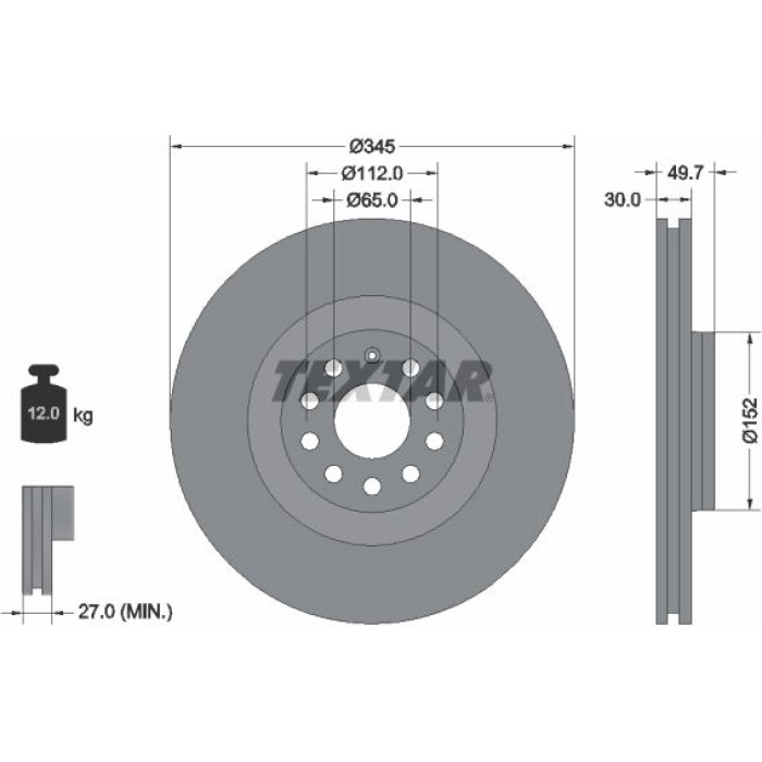 Textar Bremsscheibe 92120603 – 345 mm Textar Bremsscheibe 92120603 – 345 mm