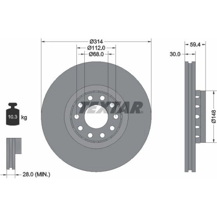 Textar Bremsscheibe 92073200 – 314 x 30 Textar Bremsscheibe 92073200 – 314 x 30
