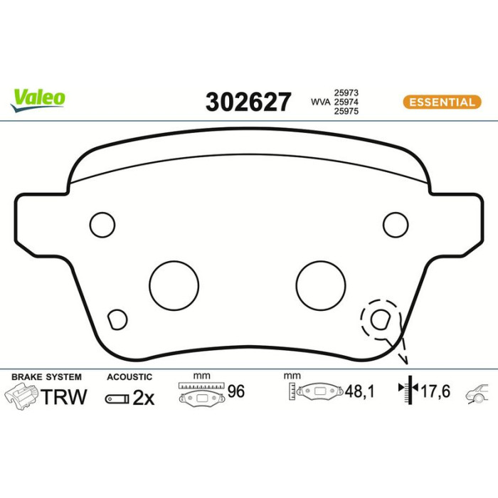 Valeo Bremsbelagsatz 302627 Valeo Bremsbelagsatz 302627