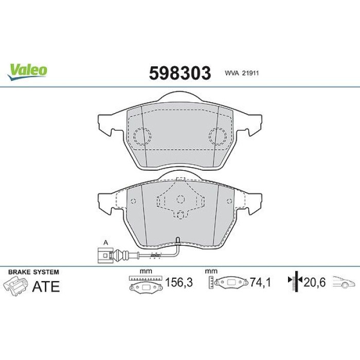 Valeo Bremsbelagsatz 598303 Valeo Bremsbelagsatz 598303