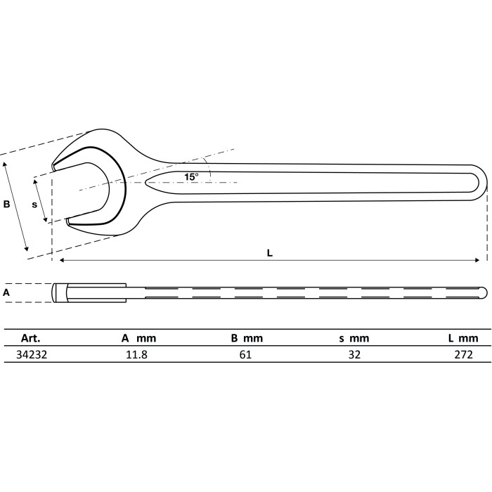34232 BGS Einmaulschlüssel DIN 894 SW 32 mm